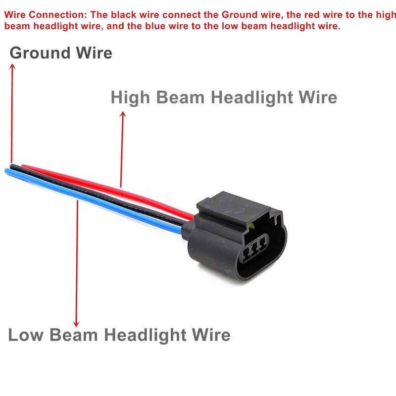 Alla Lighting 9008 H13 Socket Female Adapter Wiring Harness Wire for H13LL Fog Lights Lamps Bulbs (2pcs/pk) - Image 3